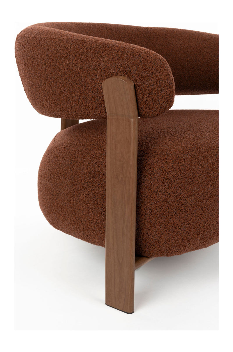 Loungesessel Robyn mit Metallgestell in Braun aus grob gewebtem Stoff