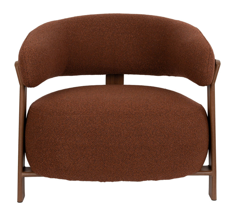 Loungesessel Robyn mit Metallgestell in Braun aus grob gewebtem Stoff