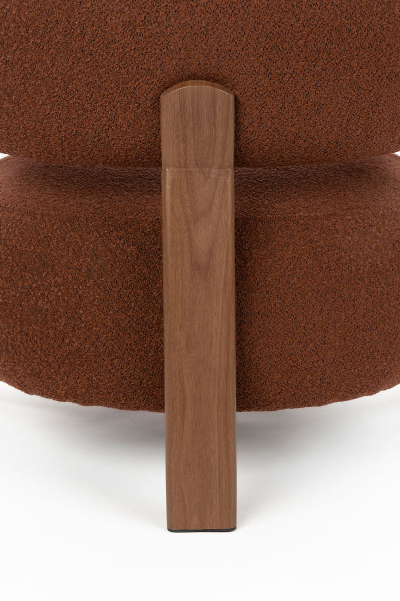 Loungesessel Robyn mit Metallgestell in Braun aus grob gewebtem Stoff