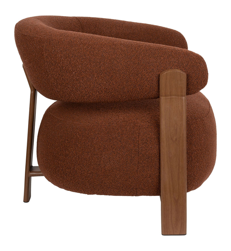 Loungesessel Robyn mit Metallgestell in Braun aus grob gewebtem Stoff