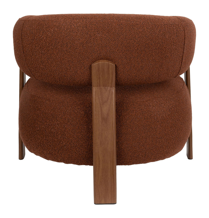Loungesessel Robyn mit Metallgestell in Braun aus grob gewebtem Stoff