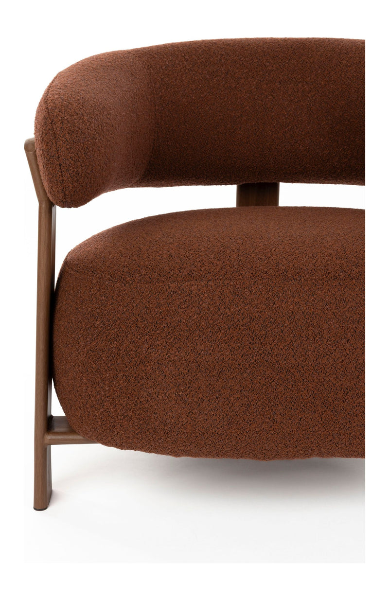 Loungesessel Robyn mit Metallgestell in Braun aus grob gewebtem Stoff
