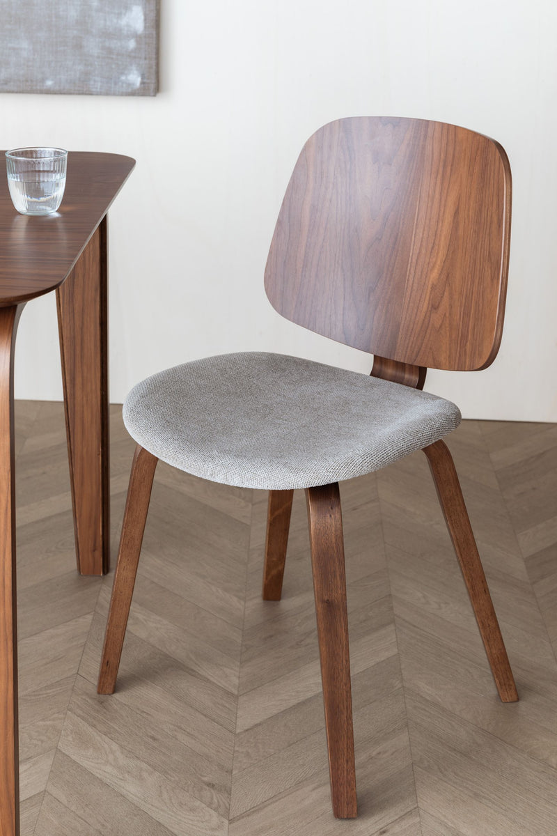Esszimmerstuhl Walden im 2er-Set, Beige mit Gestell aus Gummibaumholz