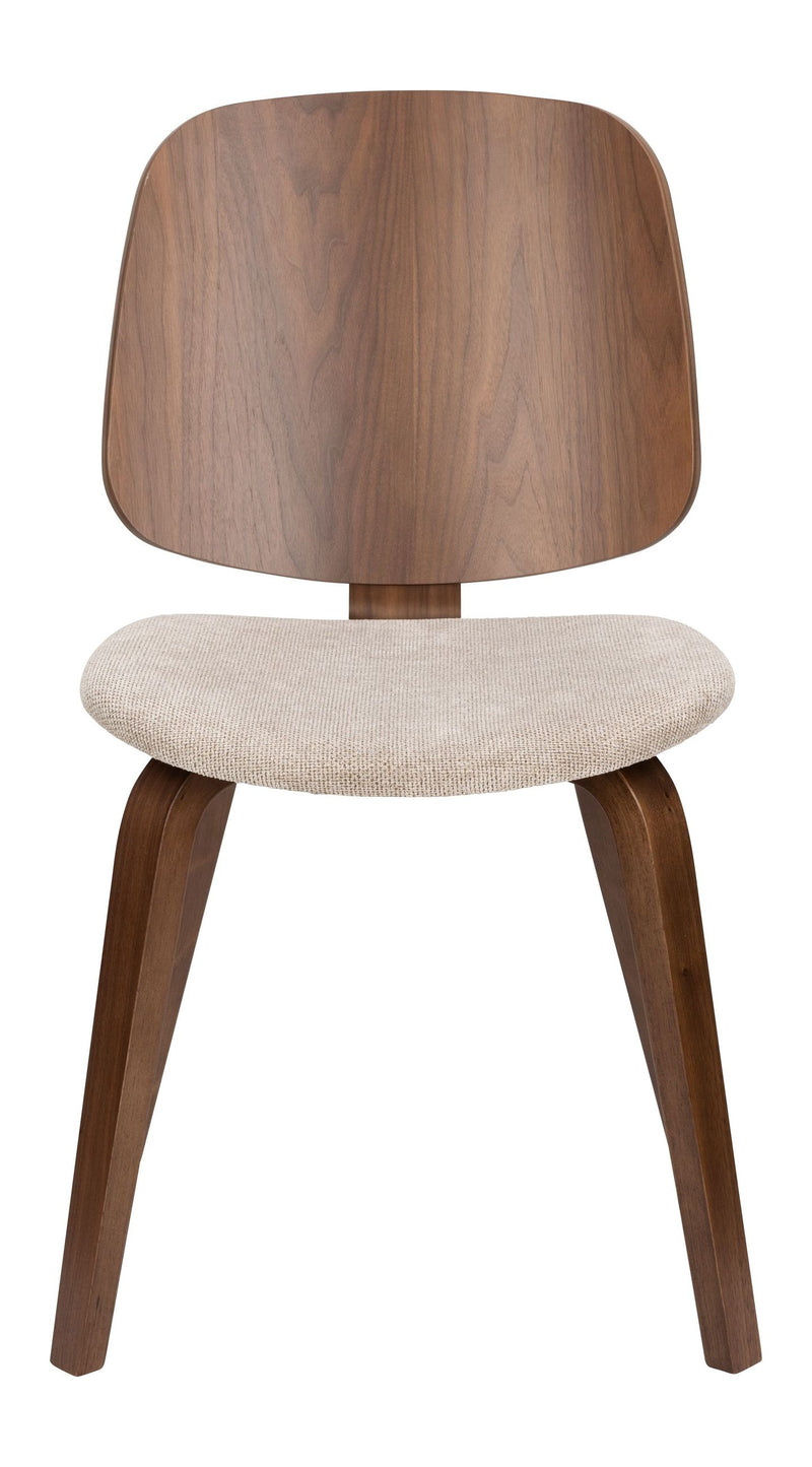 Esszimmerstuhl Walden im 2er-Set, Beige mit Gestell aus Gummibaumholz