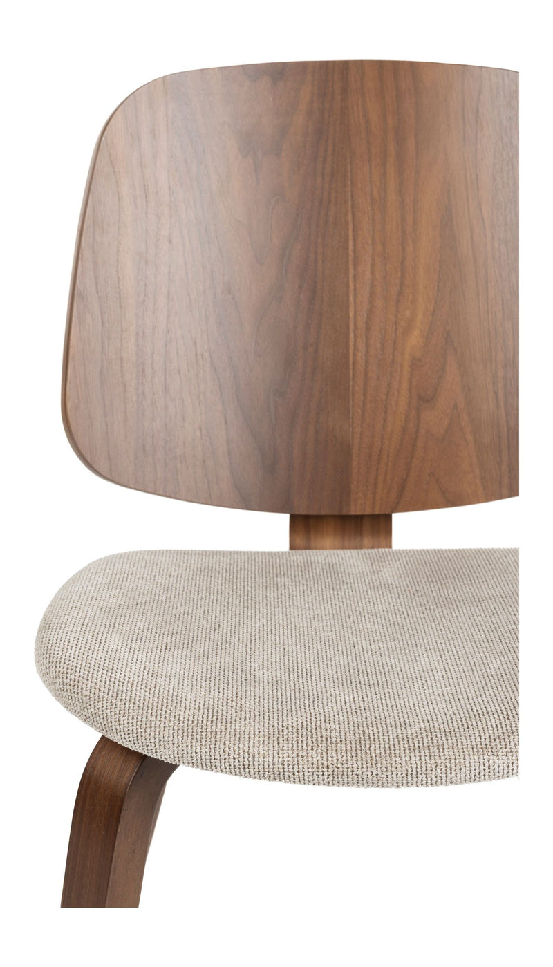 Esszimmerstuhl Walden im 2er-Set, Beige mit Gestell aus Gummibaumholz