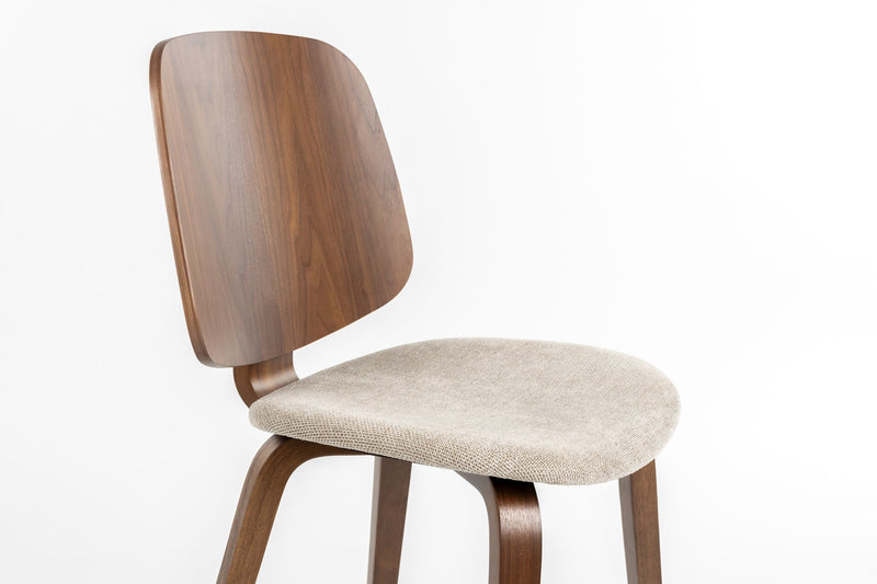 Esszimmerstuhl Walden im 2er-Set, Beige mit Gestell aus Gummibaumholz