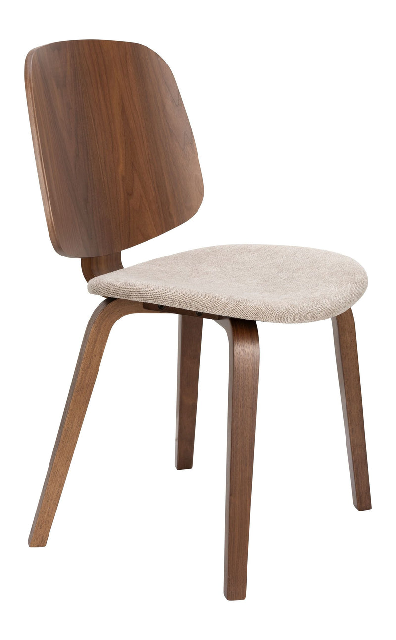 Esszimmerstuhl Walden im 2er-Set, Beige mit Gestell aus Gummibaumholz