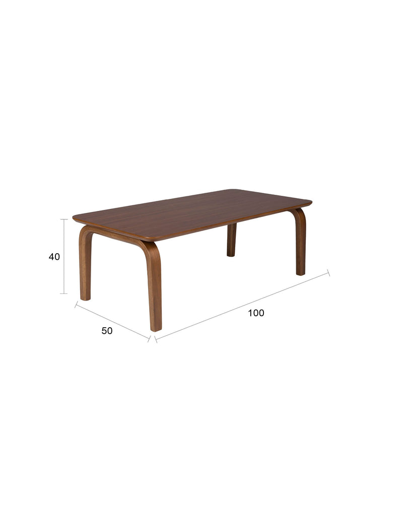 Couchtisch Walden mit Nussbaumfurnier und Gestell aus Gummibaumholz