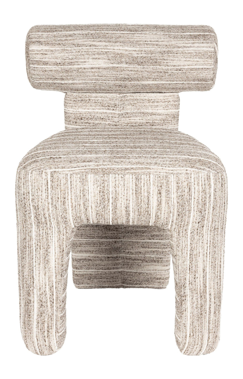 Esszimmerstuhl Vana im Dreibein-Design mit gestreiftem Bezug, Beige