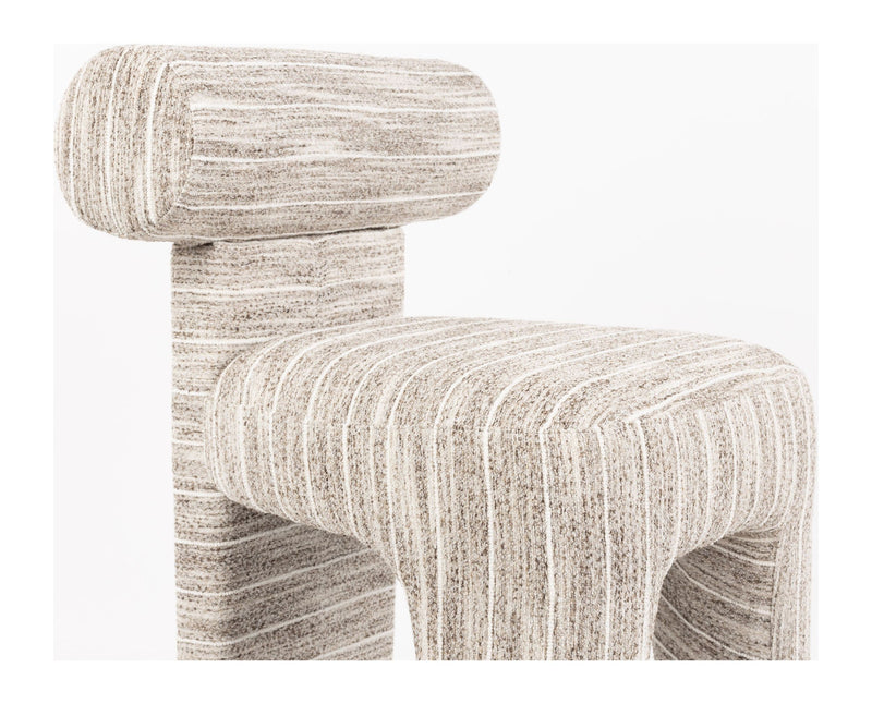 Esszimmerstuhl Vana im Dreibein-Design mit gestreiftem Bezug, Beige