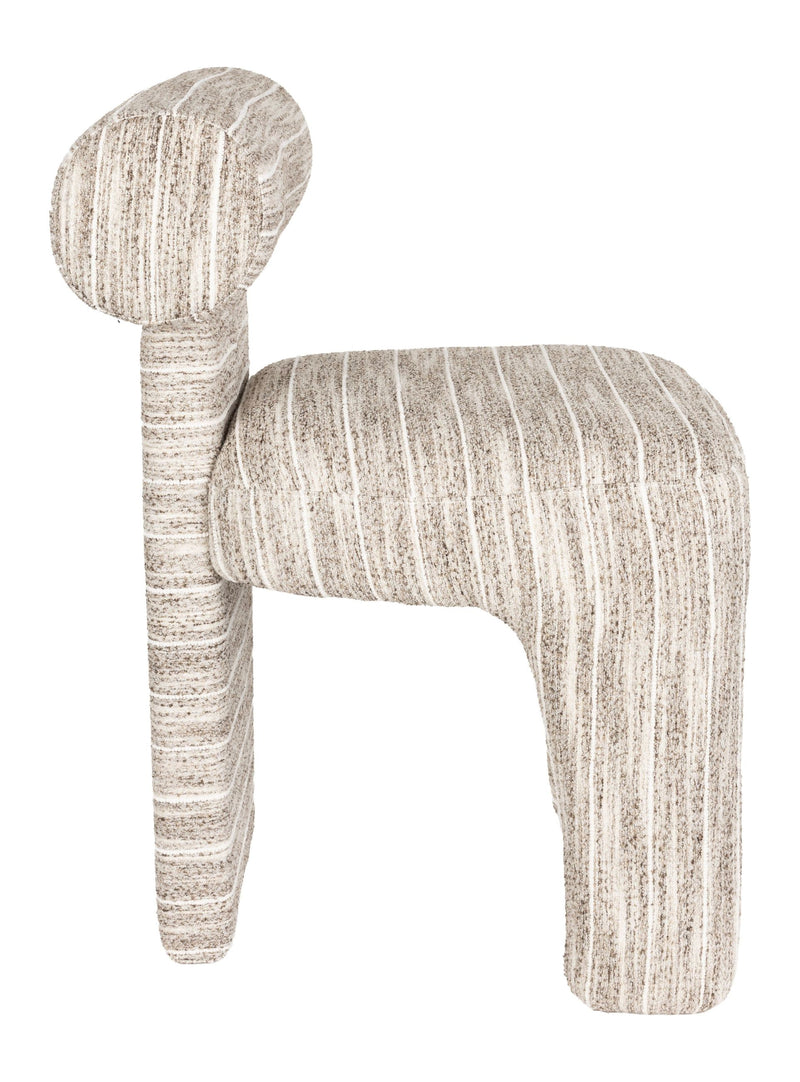Esszimmerstuhl Vana im Dreibein-Design mit gestreiftem Bezug, Beige