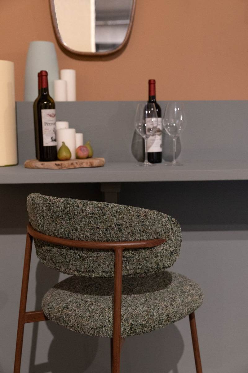 Barhocker Claes im 2er-Set, Grün mit Metallgestell in Walnuss-Optik