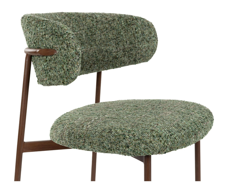 Barhocker Claes im 2er-Set, Grün mit Metallgestell in Walnuss-Optik