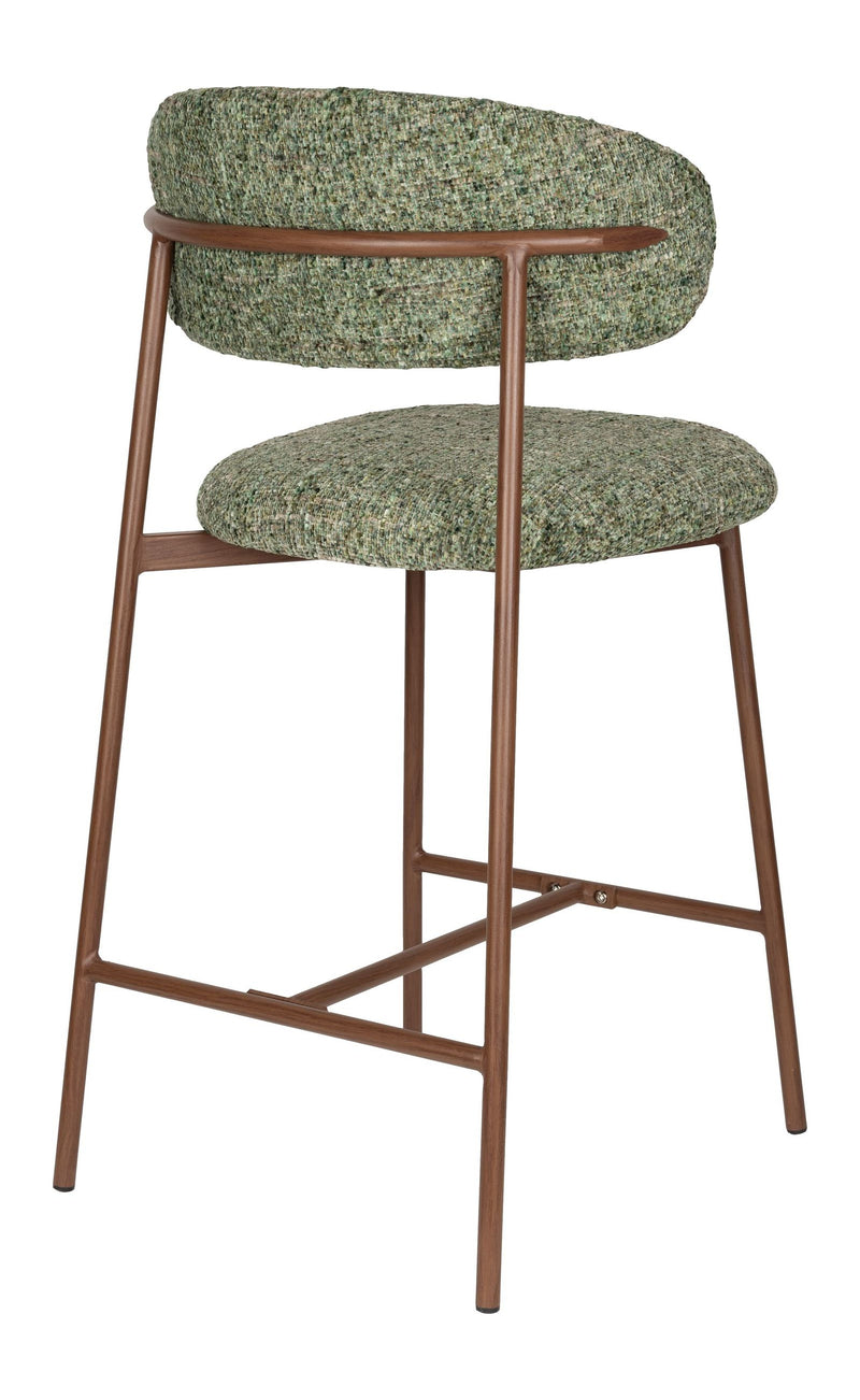 Barhocker Claes im 2er-Set, Grün mit Metallgestell in Walnuss-Optik