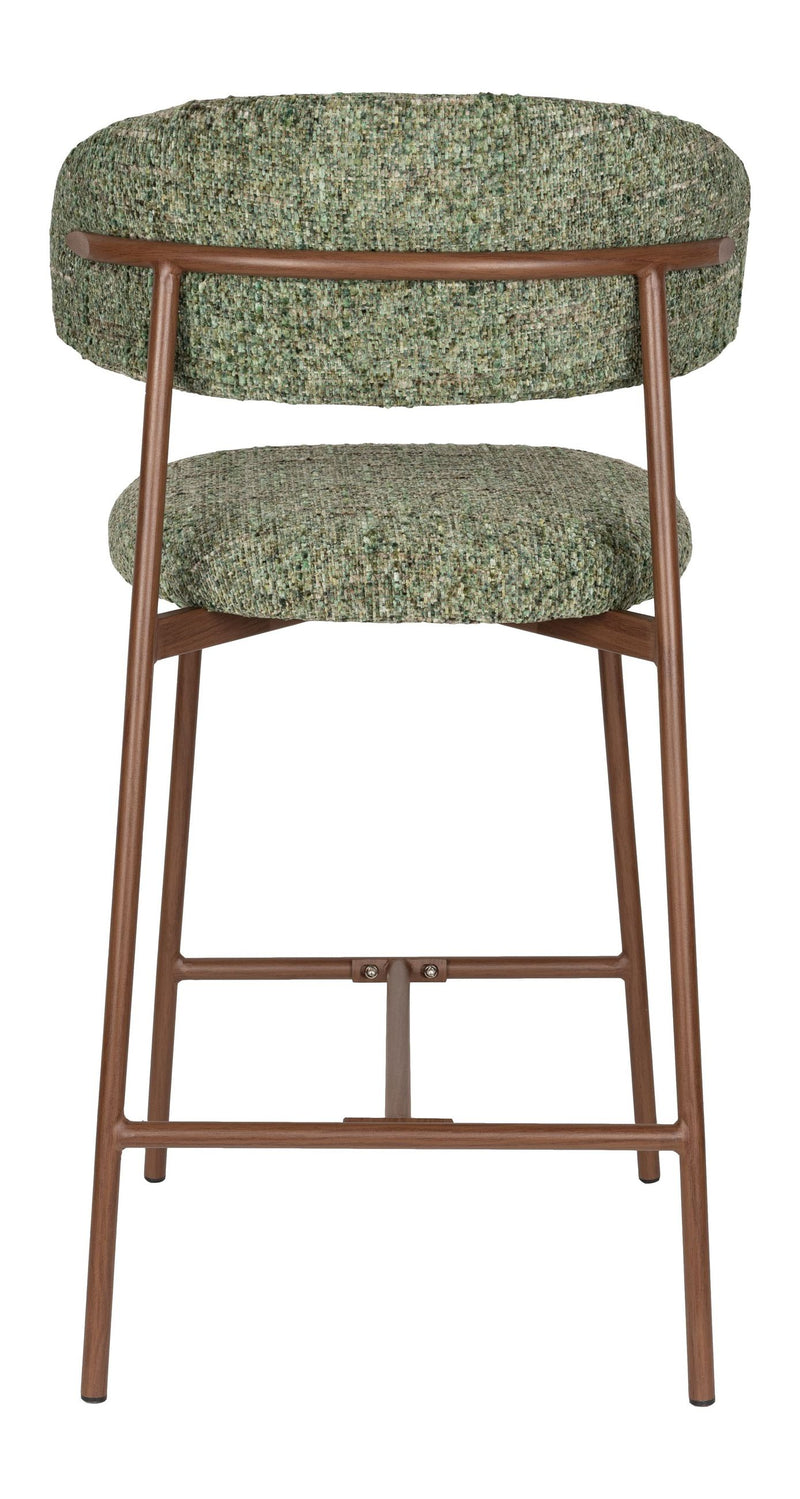 Barhocker Claes im 2er-Set, Grün mit Metallgestell in Walnuss-Optik
