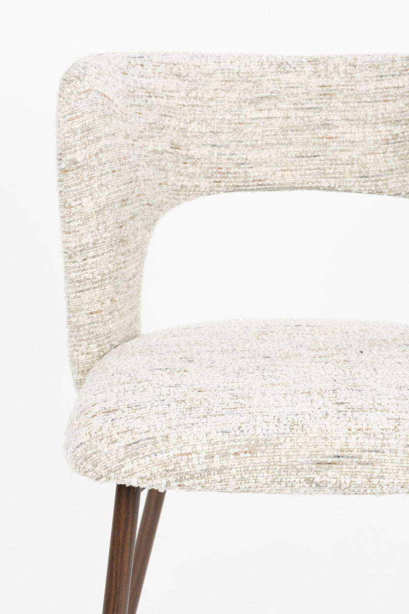 Esszimmerstuhl Chelsea im 2er-Set, Beige mit Bogenlehne aus Metall