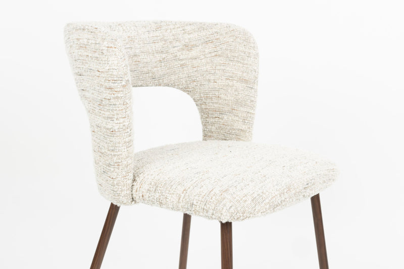 Esszimmerstuhl Chelsea im 2er-Set, Beige mit Bogenlehne aus Metall