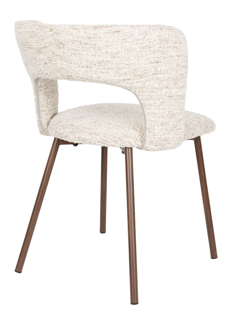 Esszimmerstuhl Chelsea im 2er-Set, Beige mit Bogenlehne aus Metall