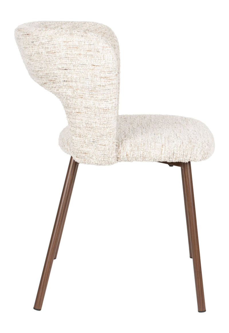 Esszimmerstuhl Chelsea im 2er-Set, Beige mit Bogenlehne aus Metall