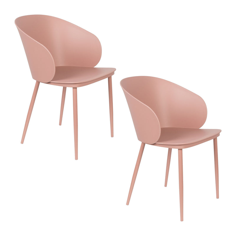 Esszimmerstuhl Gigi im 2er-Set, Rosa mit Kunststoffschale
