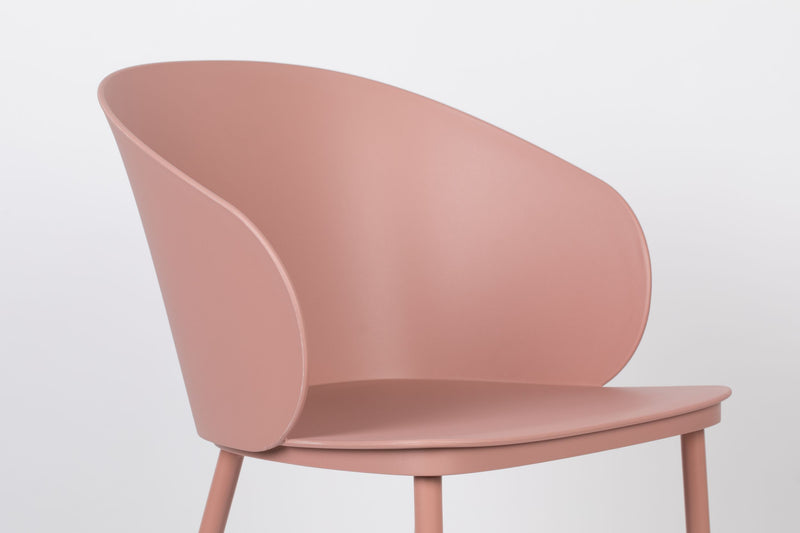 Esszimmerstuhl Gigi im 2er-Set, Rosa mit Kunststoffschale