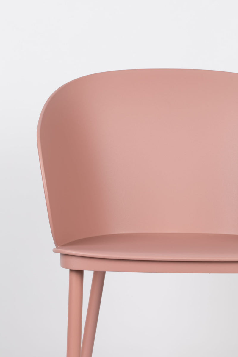 Esszimmerstuhl Gigi im 2er-Set, Rosa mit Kunststoffschale