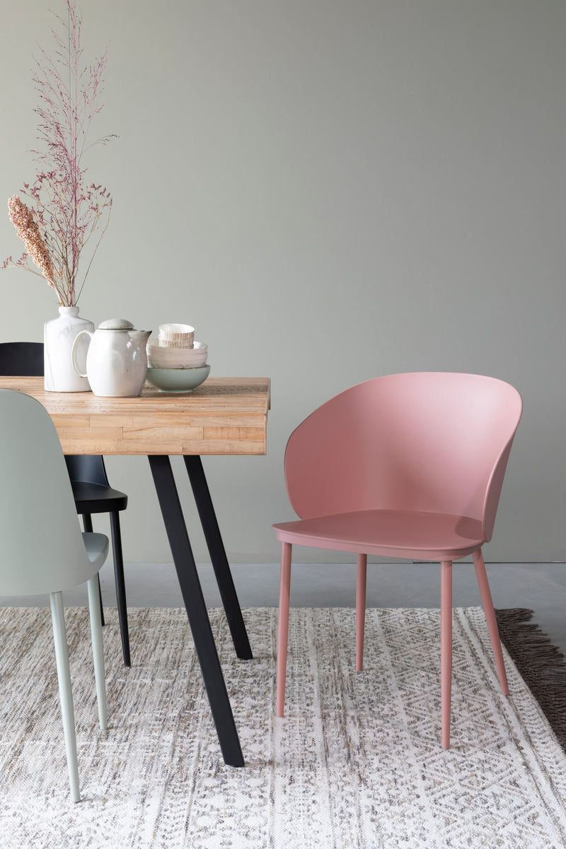 Esszimmerstuhl Gigi im 2er-Set, Rosa mit Kunststoffschale