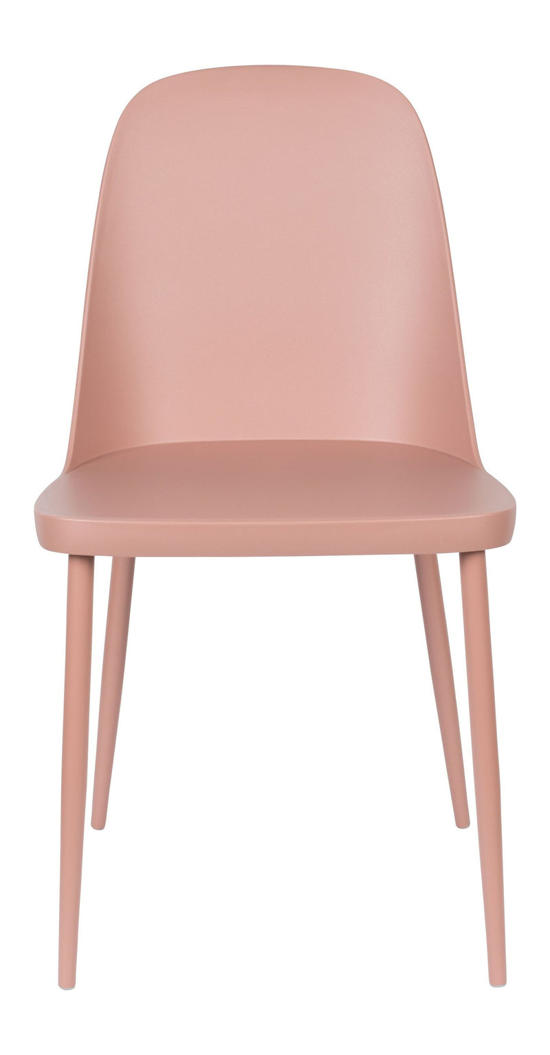 Esszimmerstuhl Pip im 2er-Set, Pink mit Kunststoffsitz & Metallbeinen