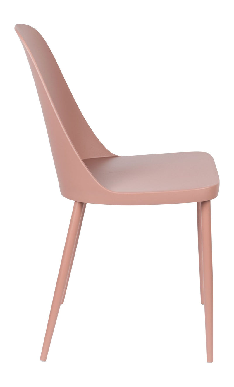 Esszimmerstuhl Pip im 2er-Set, Pink mit Kunststoffsitz & Metallbeinen