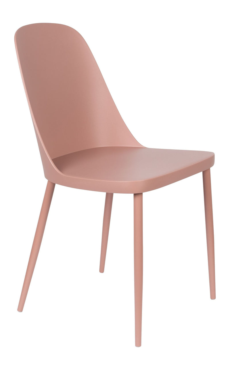 Esszimmerstuhl Pip im 2er-Set, Pink mit Kunststoffsitz & Metallbeinen