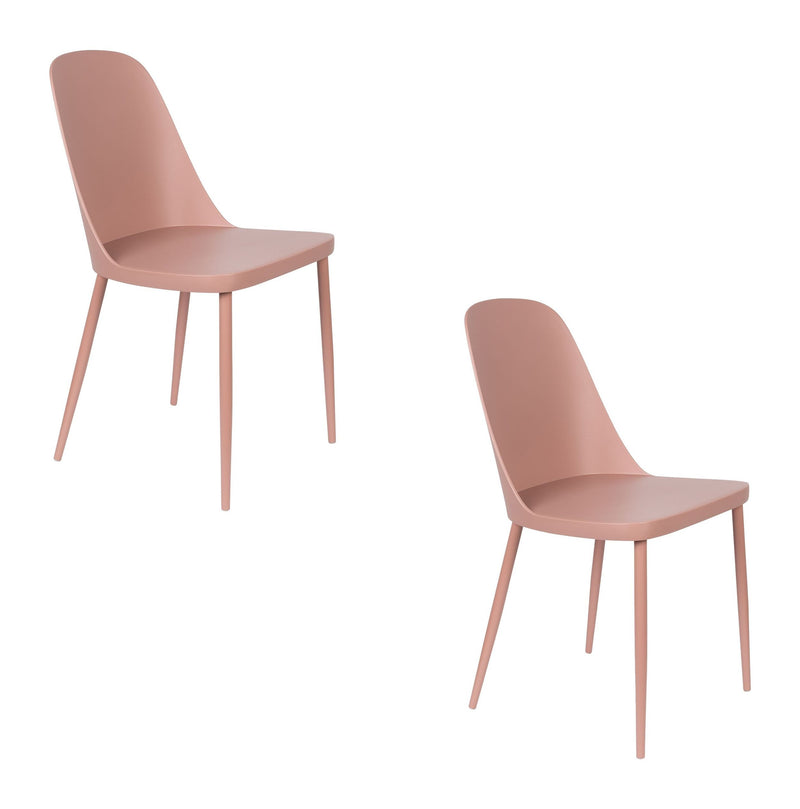 Esszimmerstuhl Pip im 2er-Set, Pink mit Kunststoffsitz & Metallbeinen
