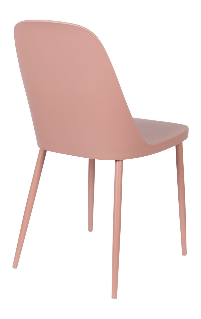 Esszimmerstuhl Pip im 2er-Set, Pink mit Kunststoffsitz & Metallbeinen