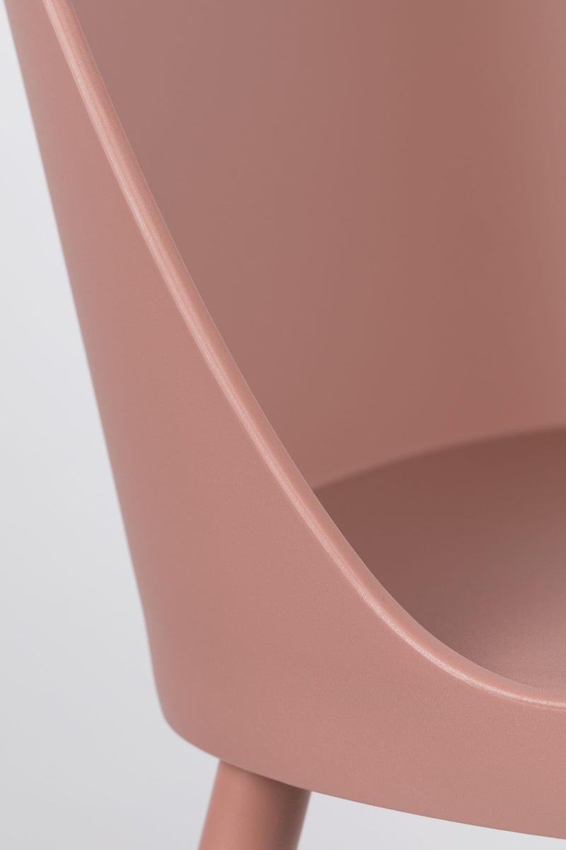 Esszimmerstuhl Pip im 2er-Set, Pink mit Kunststoffsitz & Metallbeinen