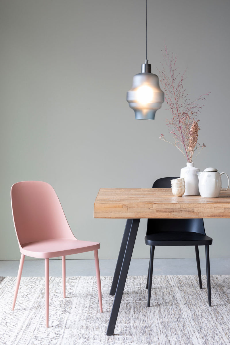Esszimmerstuhl Pip im 2er-Set, Pink mit Kunststoffsitz & Metallbeinen