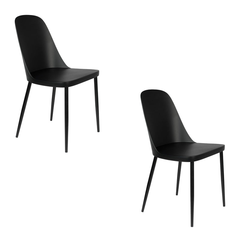 Esszimmerstuhl Pip im 2er-Set, Schwarz mit Metallbeinen für Wohnzimmer
