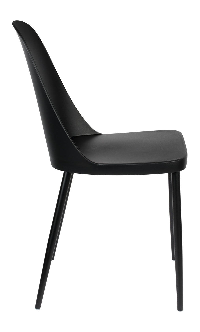 Esszimmerstuhl Pip im 2er-Set, Schwarz mit Metallbeinen für Wohnzimmer