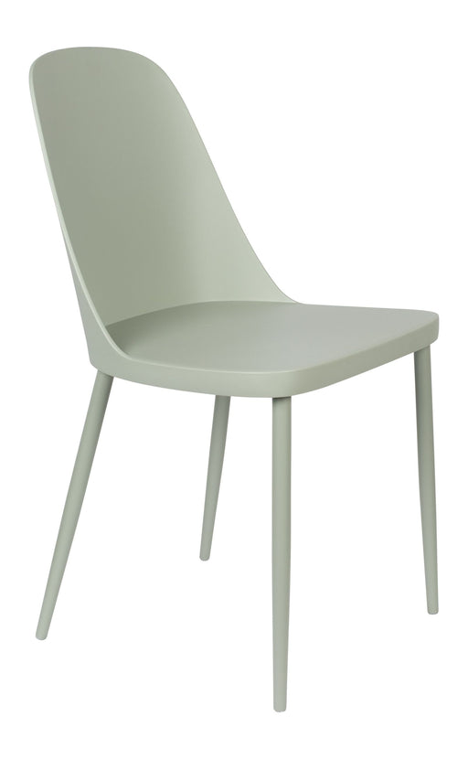 Esszimmerstuhl Pip in Mint mit geschwungener Rückenlehne und Metallgestell, Gesamtansicht.