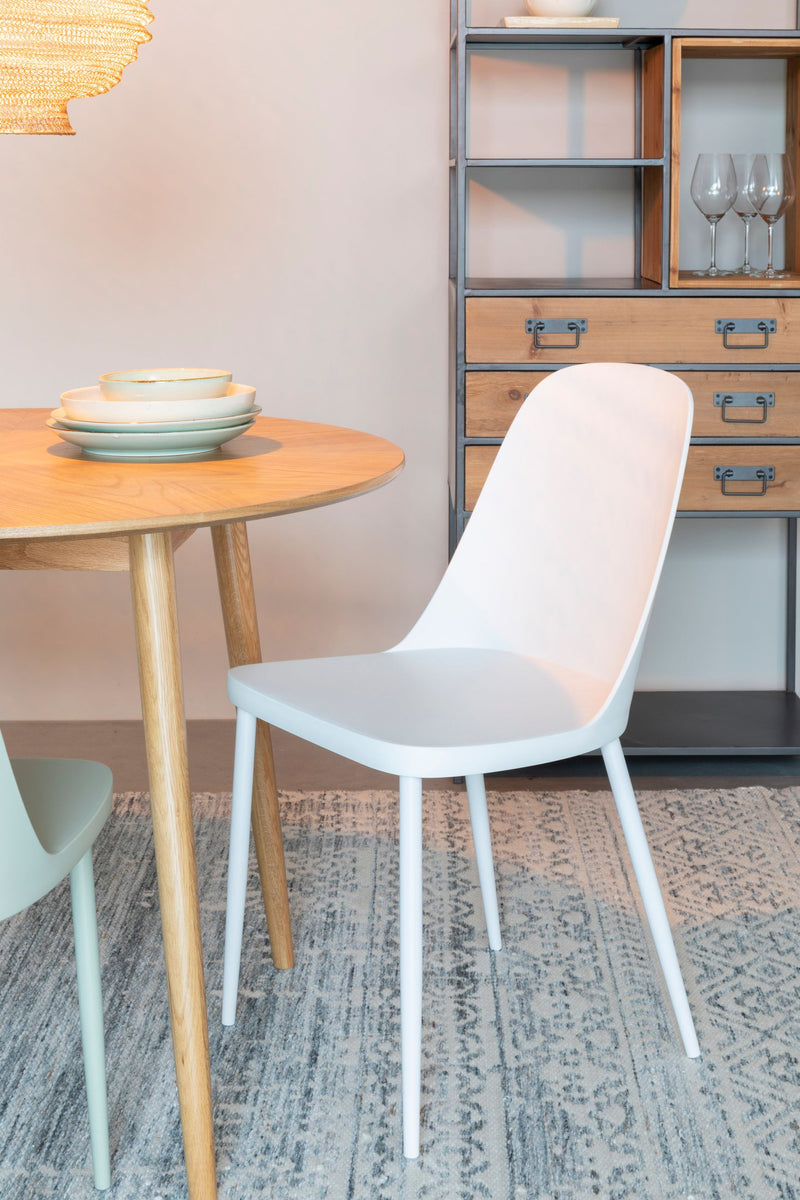Esszimmerstuhl Pip im 2er-Set, All White mit Metallgestell