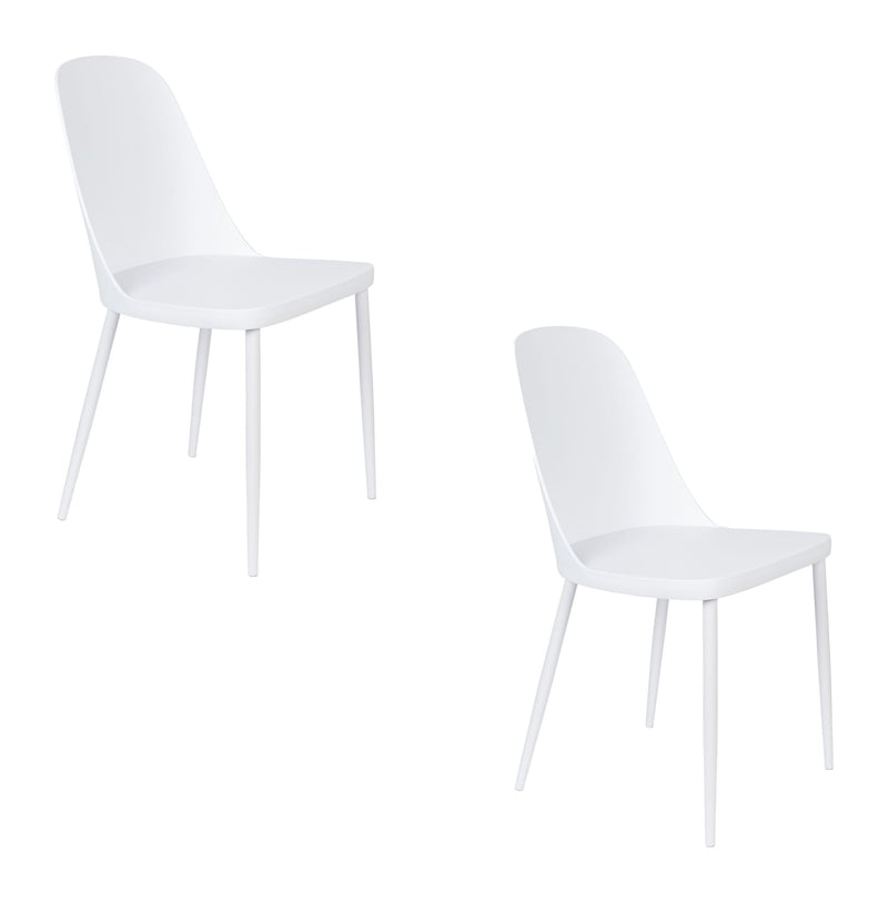 Esszimmerstuhl Pip im 2er-Set, All White mit Metallgestell
