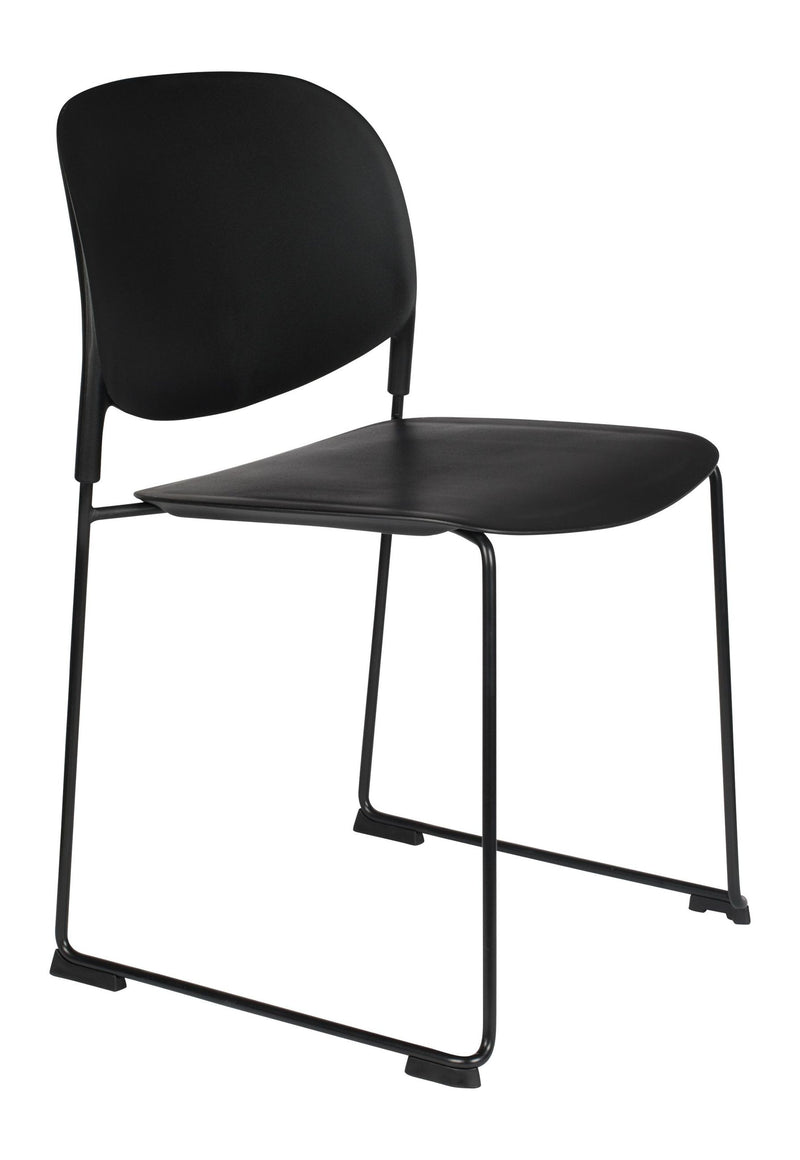 Esszimmerstuhl Stacks im 4er-Set, Stapelstuhl Schwarz aus Kunststoff