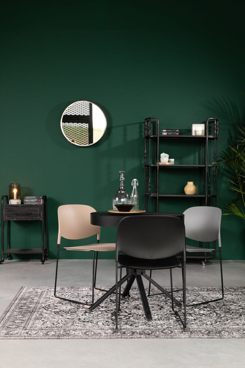Esszimmerstuhl Stacks im 4er-Set, Stapelstuhl Schwarz aus Kunststoff