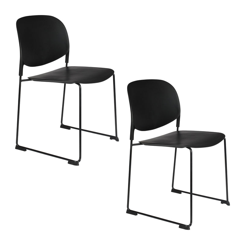 Esszimmerstuhl Stacks im 4er-Set, Stapelstuhl Schwarz aus Kunststoff