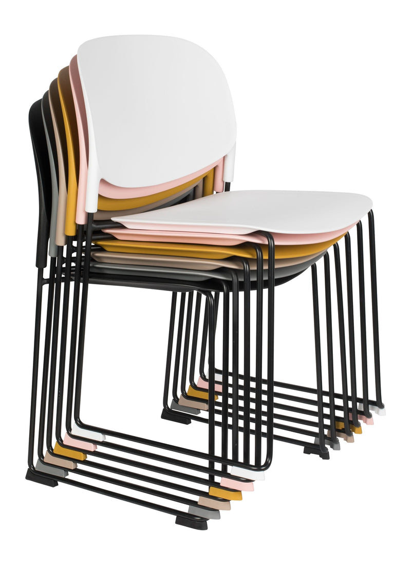 Esszimmerstuhl Stacks im 4er-Set, Stapelstuhl Schwarz aus Kunststoff