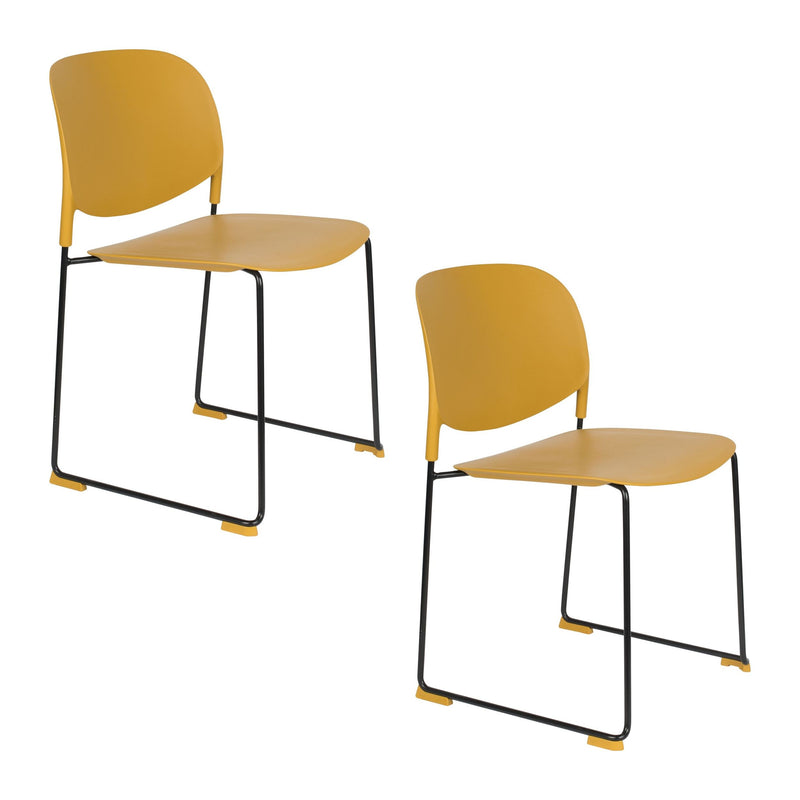 Esszimmerstuhl Stacks im 4er-Set, Gelb aus stapelbarem Kunststoff