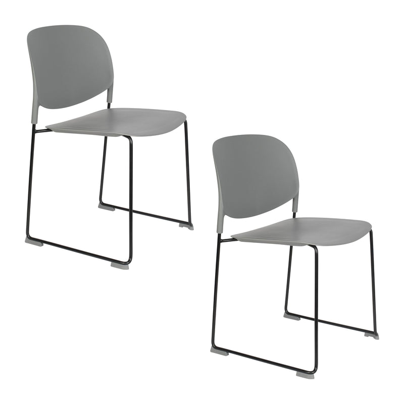 Esszimmerstuhl Stacks im 4er-Set, Grau, stapelbar aus Kunststoff