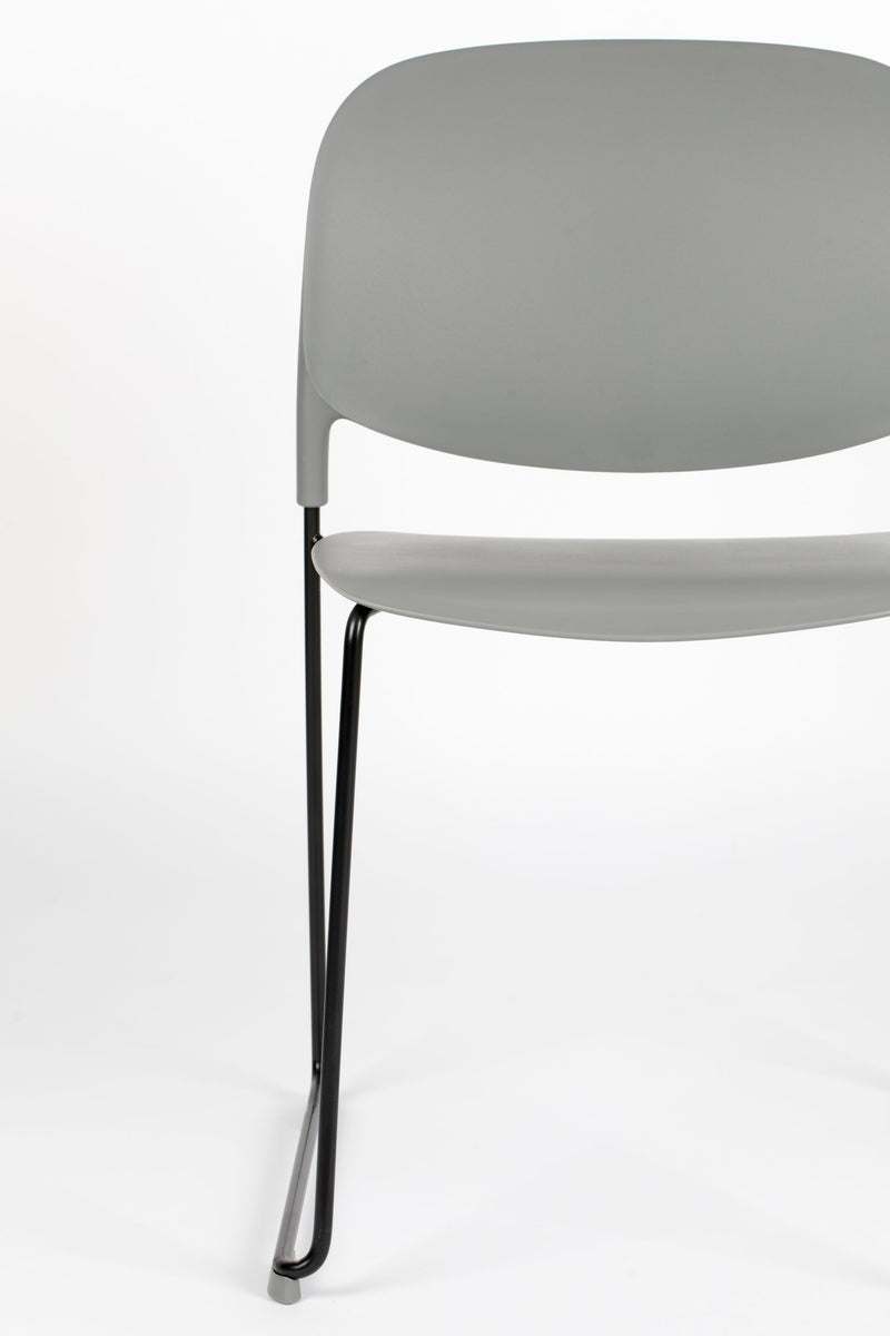 Esszimmerstuhl Stacks im 4er-Set, Grau, stapelbar aus Kunststoff
