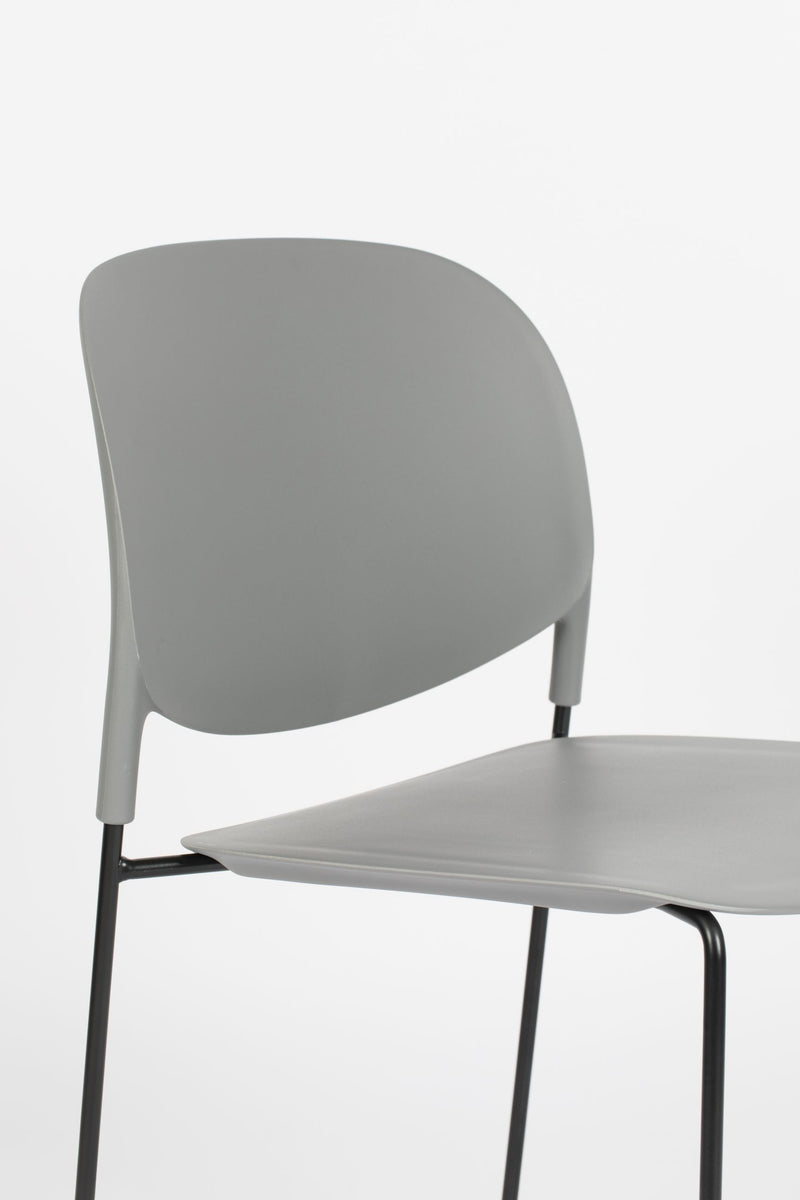 Esszimmerstuhl Stacks im 4er-Set, Grau, stapelbar aus Kunststoff
