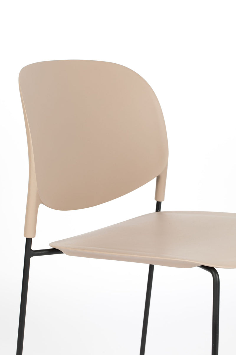 Esszimmerstuhl Stacks im 4er-Set, Braun, stapelbar mit Stahlgestell