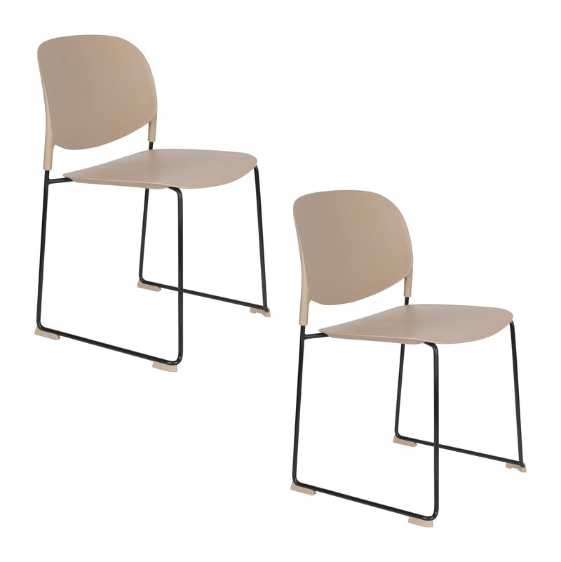 Esszimmerstuhl Stacks im 4er-Set, Braun, stapelbar mit Stahlgestell
