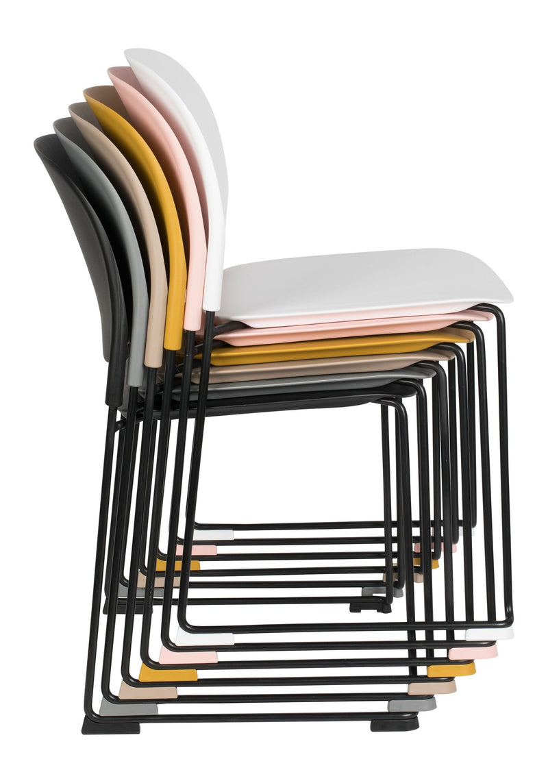 Esszimmerstuhl Stacks im 4er-Set, Braun, stapelbar mit Stahlgestell